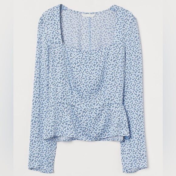 H&M‎ Patterned Blouse - Light blue/small flowers - Picture 1 of 5